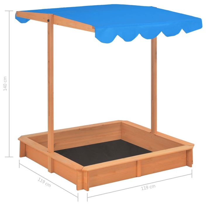 Bac à sable avec toit ouvrant Bois de sapin Bleu UV50 - Photo n°10