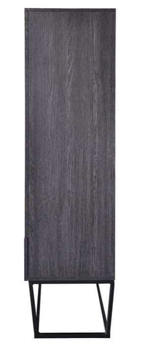 Bahut 2 portes 2 tiroirs bois laqué gris foncé et métal noir Logan - Photo n°4