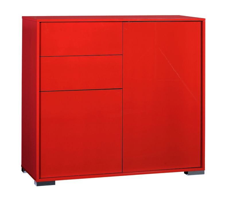 Bahut 2 portes 2 tiroirs Rouge brillant Like - Photo n°1
