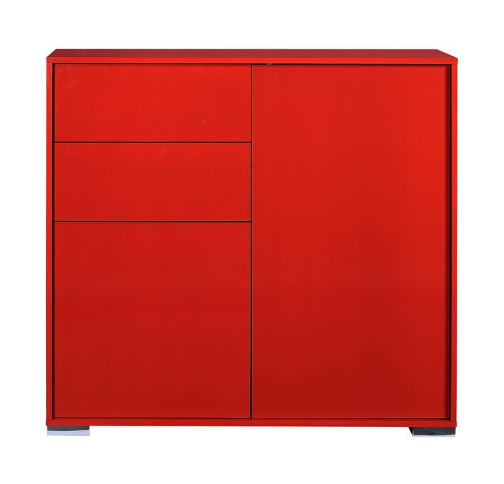 Bahut 2 portes 2 tiroirs Rouge brillant Like - Photo n°4