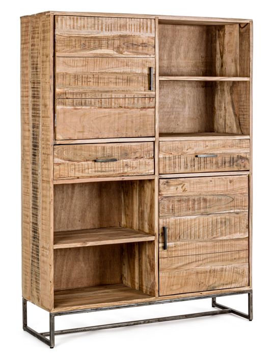 Bahut acacia naturel 2 portes 2 tiroirs 4 niches Emete L 90 cm - Photo n°1