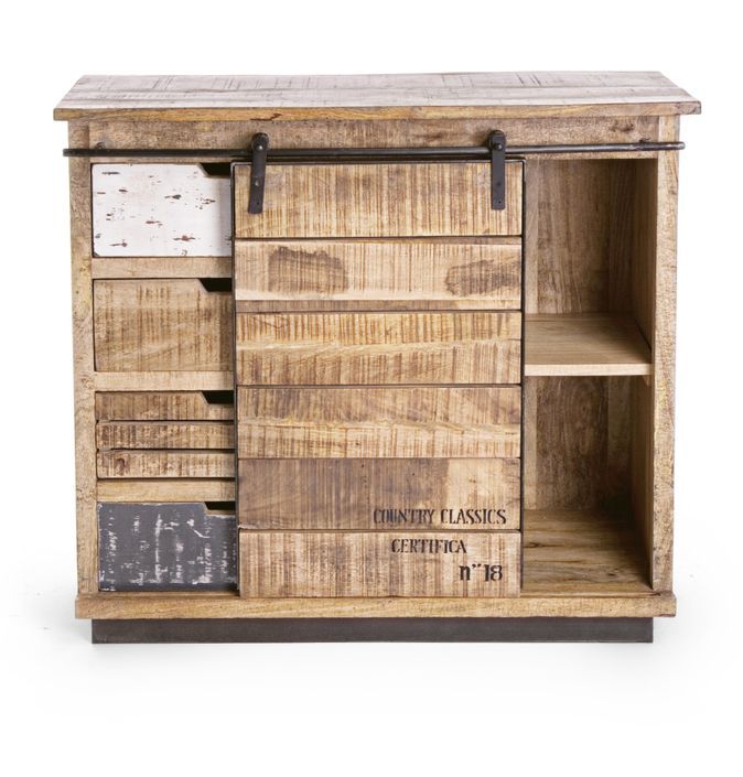 Bahut en bois de manguier 4 tiroirs 1 porte Ely L 90 cm - Photo n°4