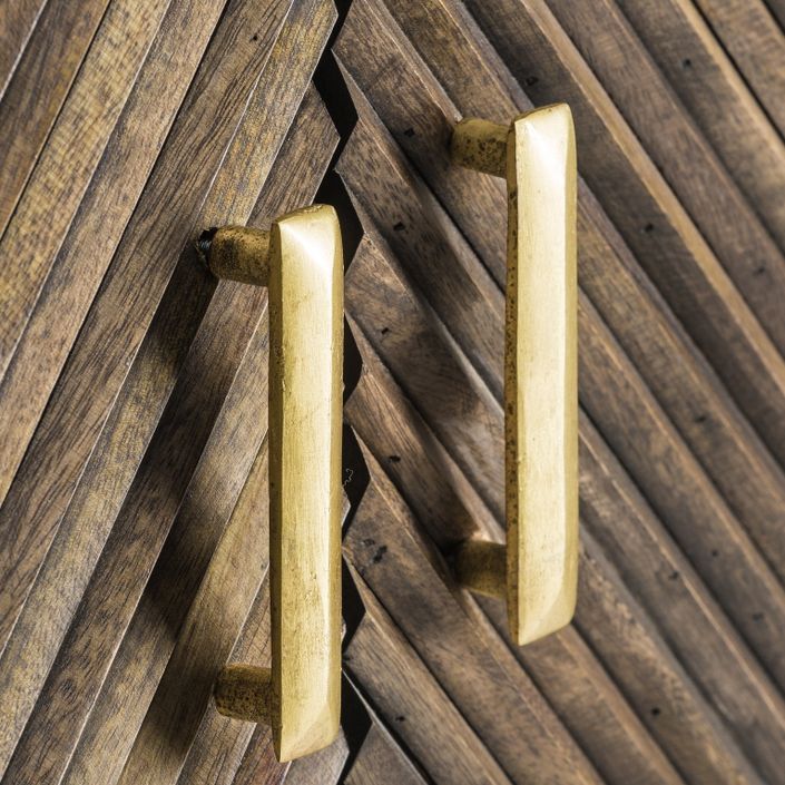 Bahut art déco 2 portes bois massif marron et métal doré Jamie 76 cm - Photo n°5
