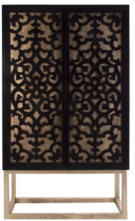 Bahut oriental 2 portes bois noir et métal doré Dalila - Photo n°1