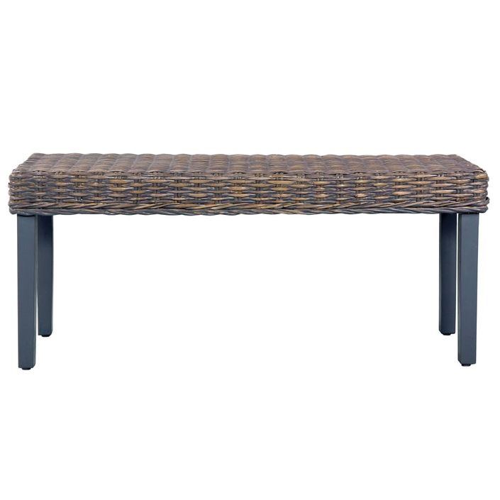 Banc 110 cm Gris Rotin naturel kubu et bois de manguier massif - Photo n°2