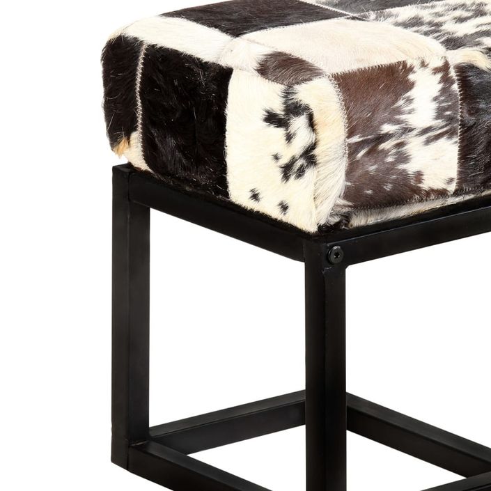 Banc 110 cm Noir Patchwork Cuir véritable de chèvre - Photo n°5