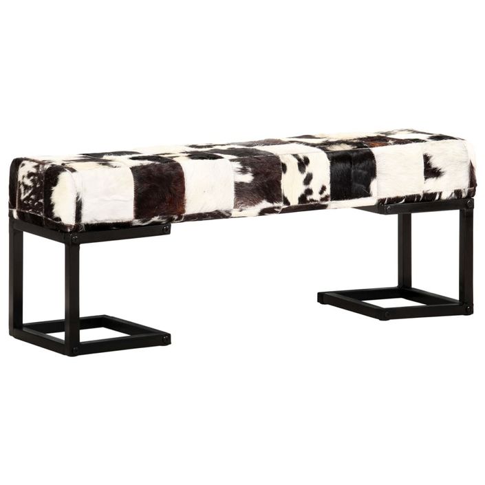 Banc 110 cm Noir Patchwork Cuir véritable de chèvre - Photo n°8