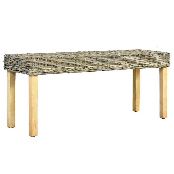 Banc 110 cm Rotin naturel kubu et bois de manguier massif - Photo n°1