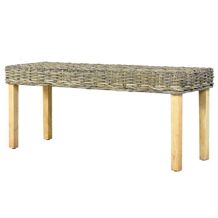 Banc 110 cm Rotin naturel kubu et bois de manguier massif - Photo n°4