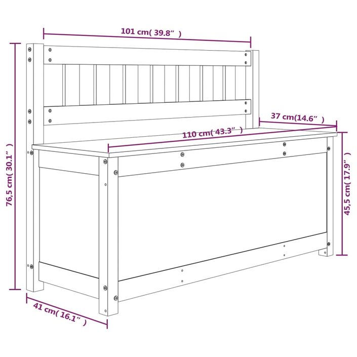 Banc 110x41x76,5 cm Bois de pin massif - Photo n°9