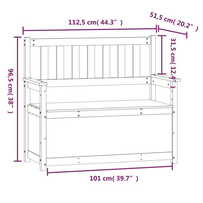 Banc 112,5x51,5x96,5 cm Bois de pin massif - Photo n°9