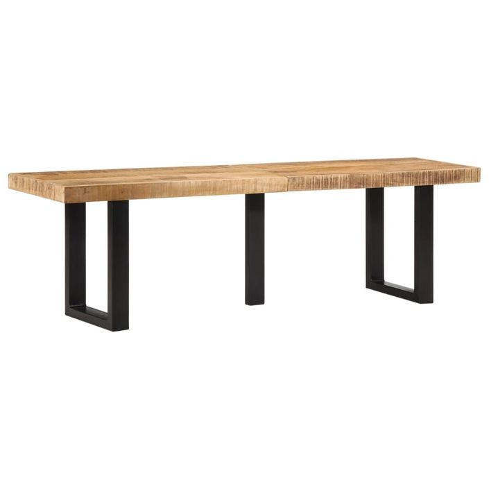 Banc 160 cm bois de manguier brut massif et acier - Photo n°1