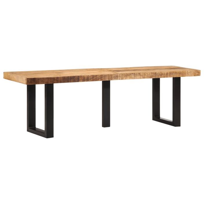 Banc 160 cm bois de manguier brut massif et acier - Photo n°11