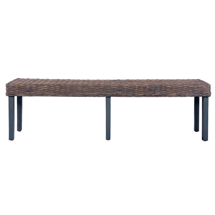 Banc 160 cm Gris Rotin naturel kubu et bois de manguier massif - Photo n°4