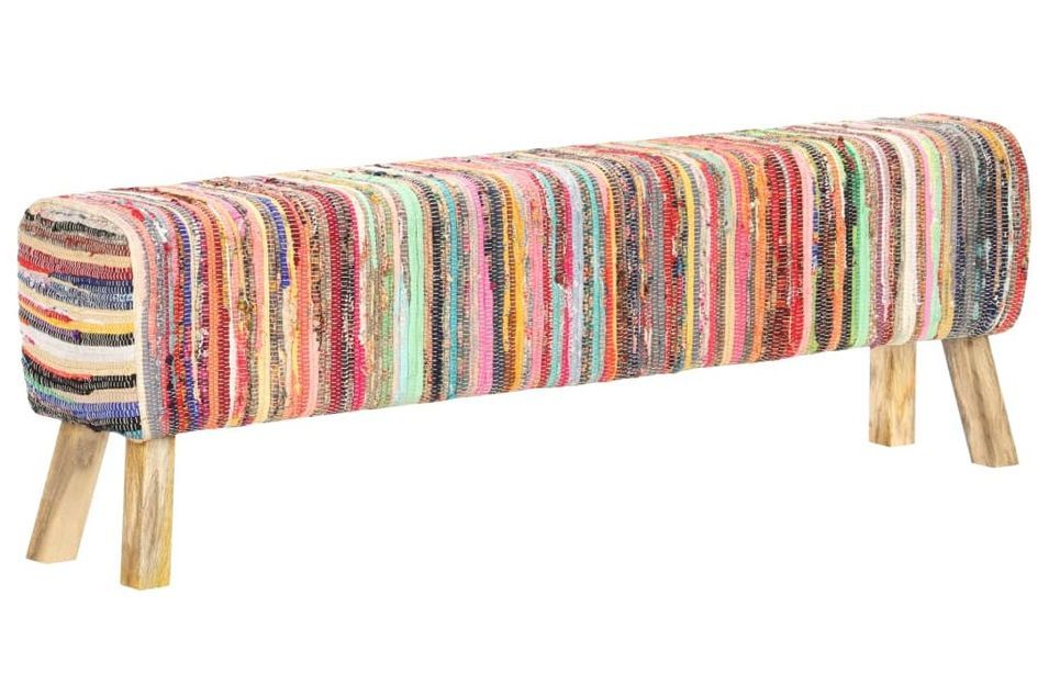 Banc 160 cm Multicolore Tissu chindi - Photo n°1