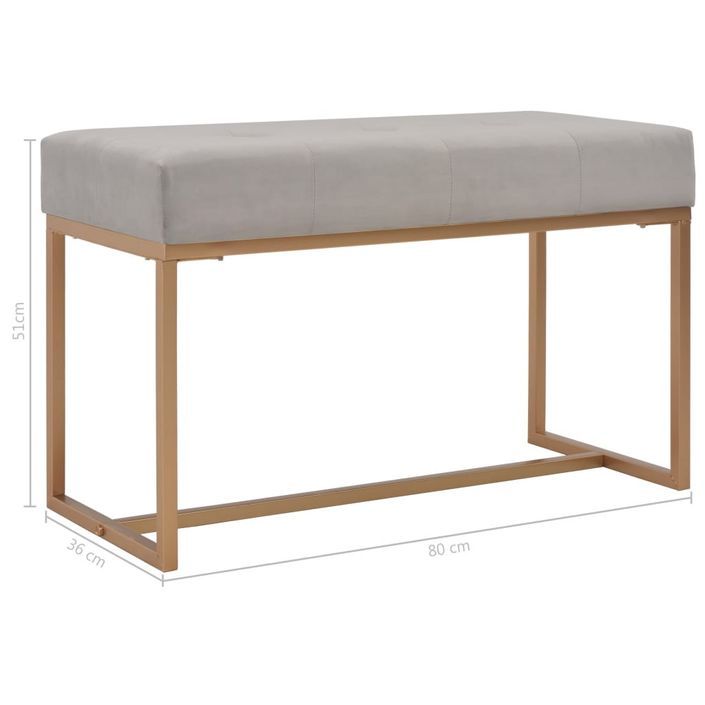 Banc 80 cm Gris Velours - Photo n°5