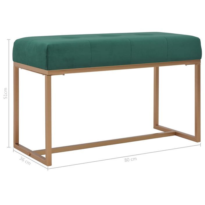 Banc 80 cm Vert Velours - Photo n°5