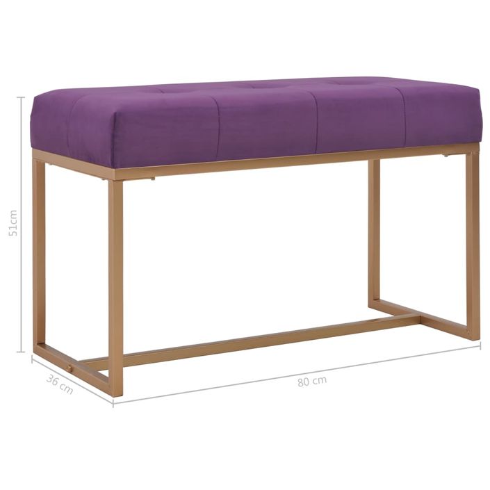 Banc 80 cm Violet Velours - Photo n°5