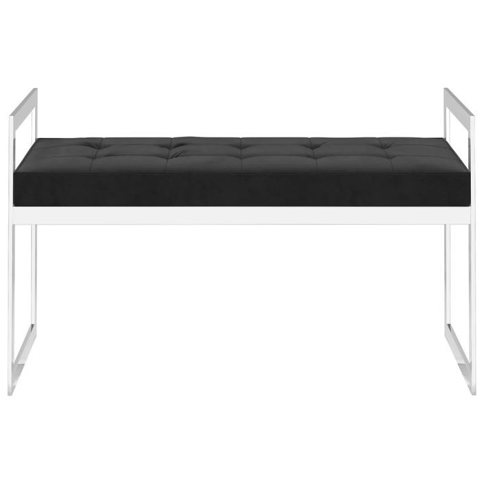 Banc 97 cm Noir Velours et acier inoxydable - Photo n°3