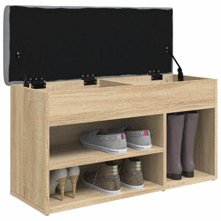 Banc à chaussures chêne sonoma 82x32x45,5 cm bois d'ingénierie - Photo n°4