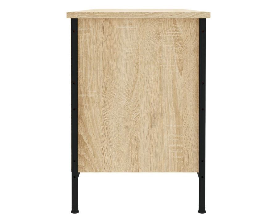 Banc à chaussures en bois et acier noir Kloza L 100 x H 50 cm - Style industriel - Photo n°9