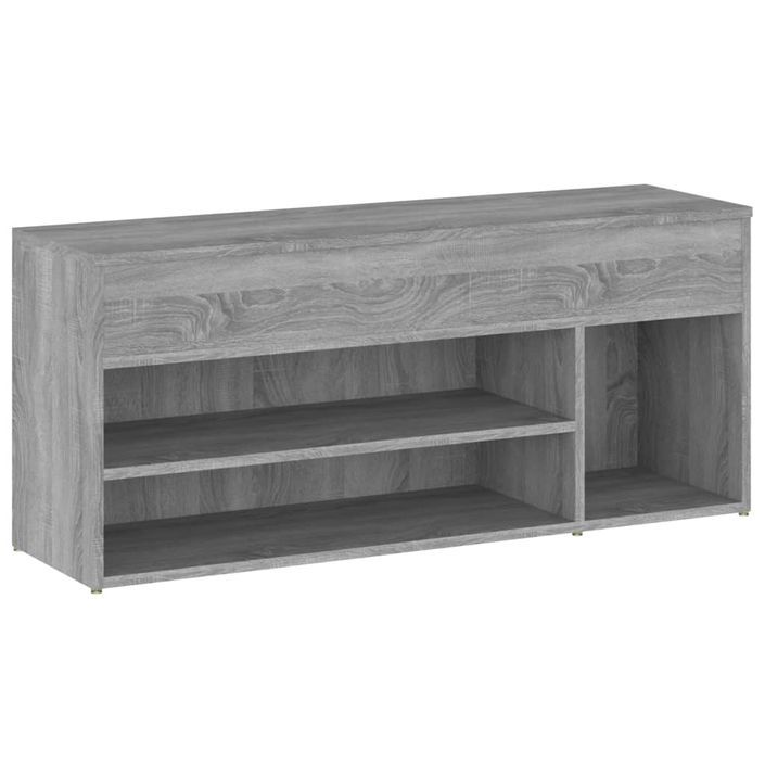 Banc à chaussures Sonoma gris 105x30x45 cm Bois d'ingénierie - Photo n°5