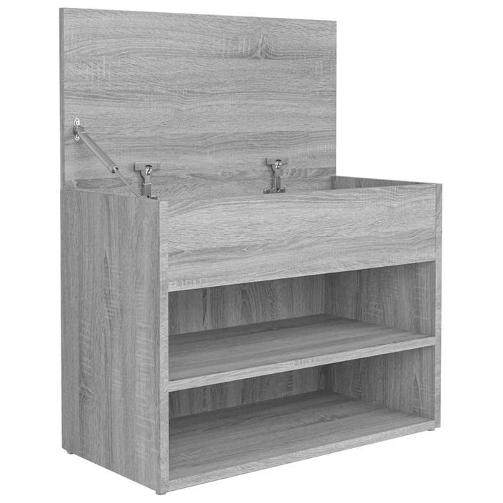 Banc à chaussures Sonoma gris 60x30x45 cm Bois d'ingénierie - Photo n°7