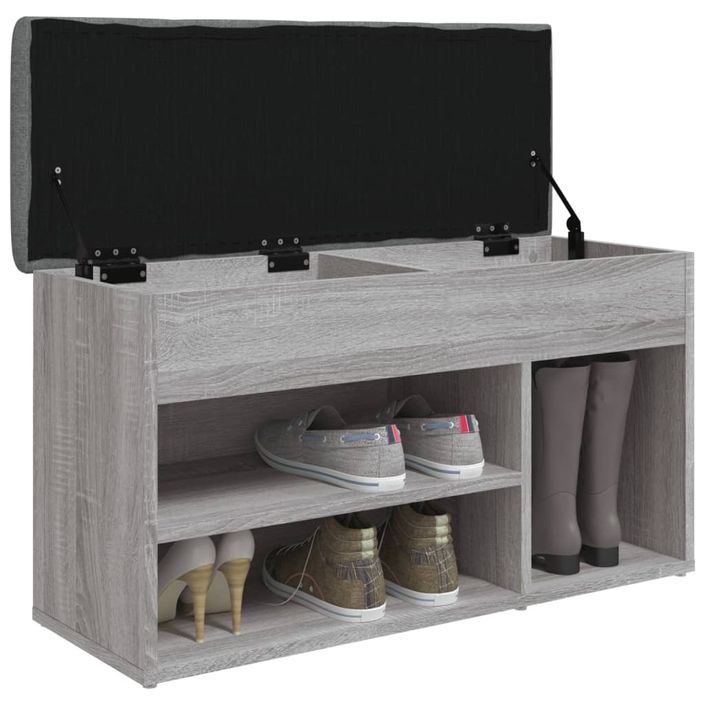 Banc à chaussures sonoma gris 82x32x45,5 cm bois d'ingénierie - Photo n°4