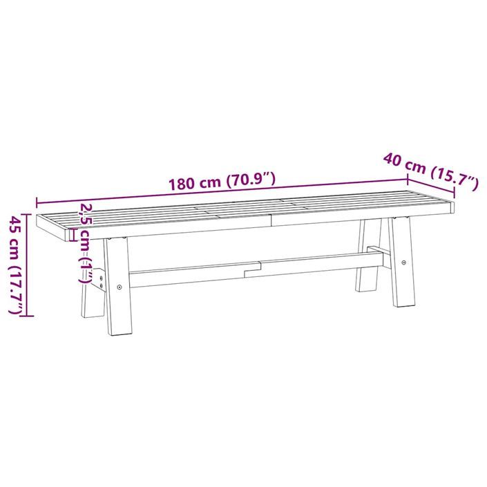 Banc à manger NOAIN pieds en forme de A 180x40x45 cm massif pin - Photo n°9