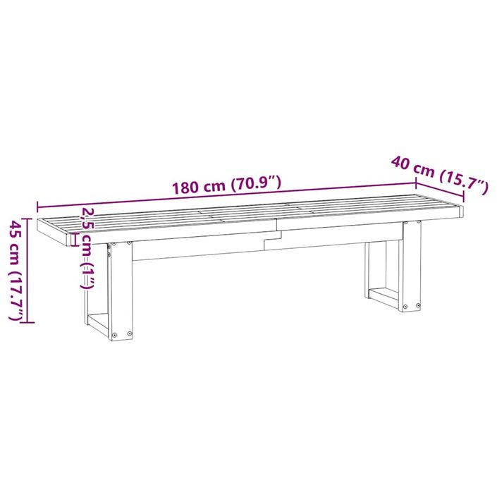 Banc à manger NOAIN pieds en forme de U 180x40x45 cm massif pin - Photo n°9