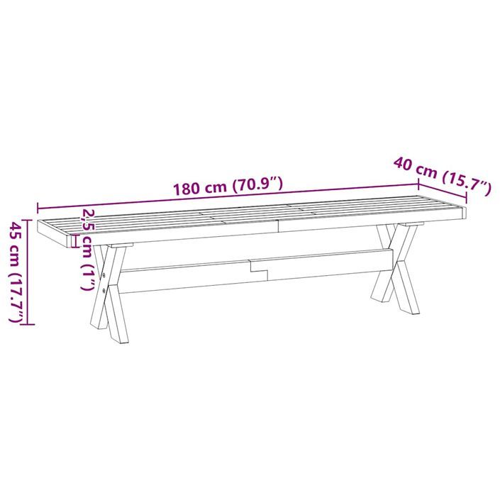 Banc à manger NOAIN pieds en forme de X 180x40x45 cm massif pin - Photo n°9