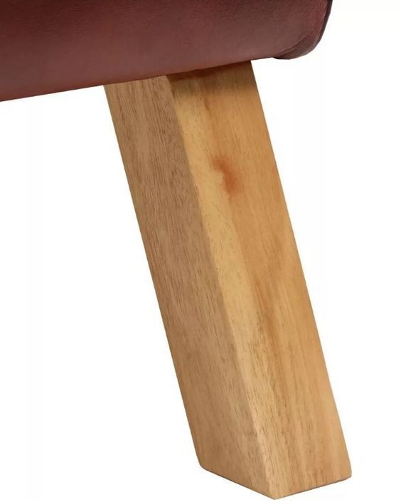 Banc assise cuir marron pieds bois massif Cuira 160 cm - Photo n°5