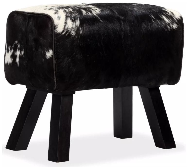 Banc assise peau de chèvre et pieds bois foncé Pua 60 cm - Photo n°1