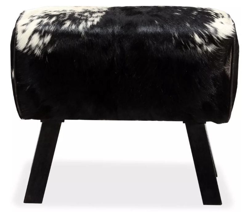 Banc assise peau de chèvre et pieds bois foncé Pua 60 cm - Photo n°2