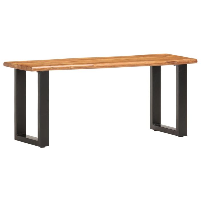 Banc au bord naturel du bois 110 cm Bois d'acacia solide et acier - Photo n°1