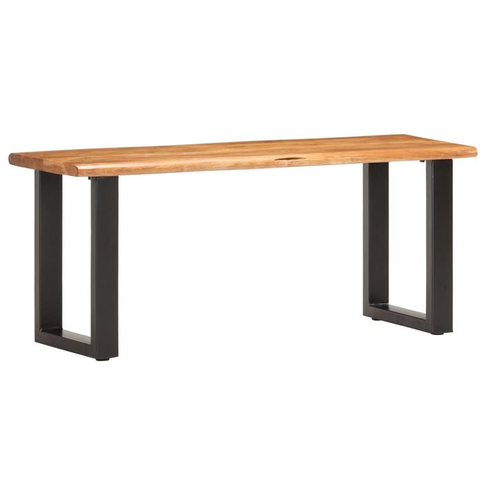 Banc au bord naturel du bois 110 cm Bois d'acacia solide et acier - Photo n°8