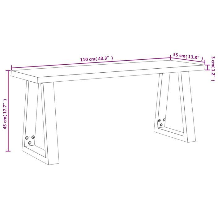 Banc avec bord vivant 110 cm bois d'acacia massif - Photo n°9