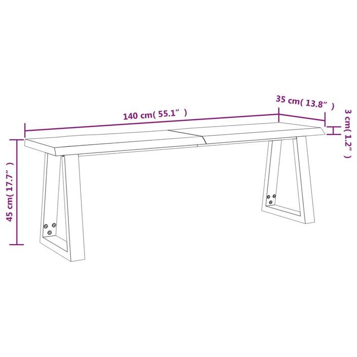 Banc avec bord vivant 140 cm bois d'acacia massif - Photo n°9