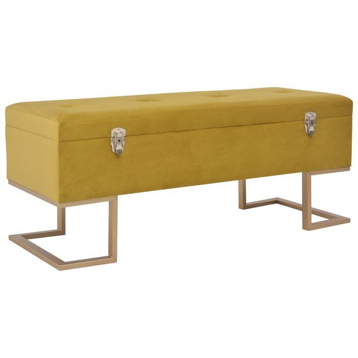 Banc avec compartiment de rangement 105 cm Moutarde Velours - Photo n°1