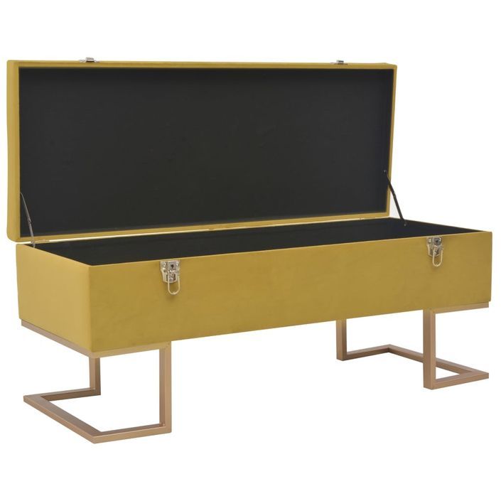 Banc avec compartiment de rangement 105 cm Moutarde Velours - Photo n°2