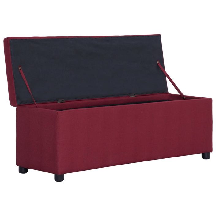 Banc avec compartiment de rangement 116 cm Bordeaux Polyester - Photo n°6