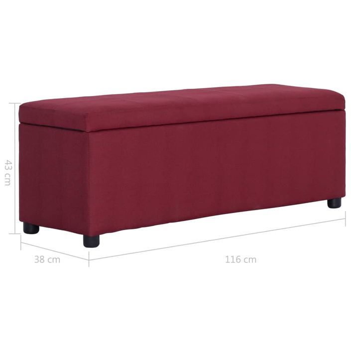 Banc avec compartiment de rangement 116 cm Bordeaux Polyester - Photo n°8