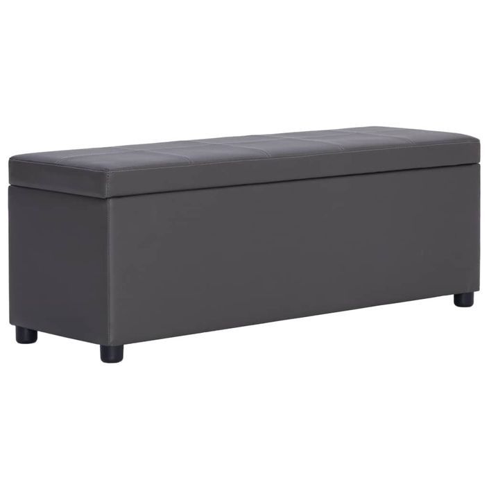 Banc avec compartiment de rangement 116 cm Gris Similicuir - Photo n°1