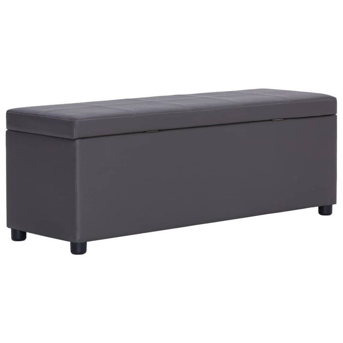 Banc avec compartiment de rangement 116 cm Gris Similicuir - Photo n°5