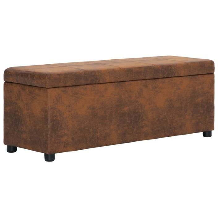 Banc avec compartiment de rangement 116 cm Marron Similicuir - Photo n°1