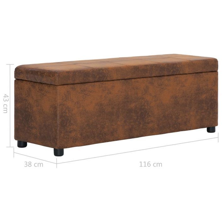 Banc avec compartiment de rangement 116 cm Marron Similicuir - Photo n°9