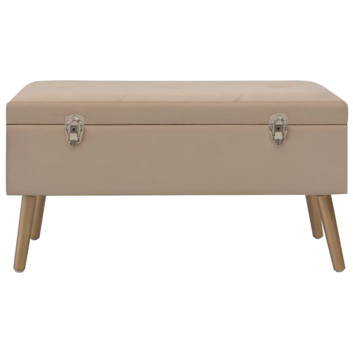 Banc avec compartiment de rangement 80 cm Beige Velours - Photo n°2