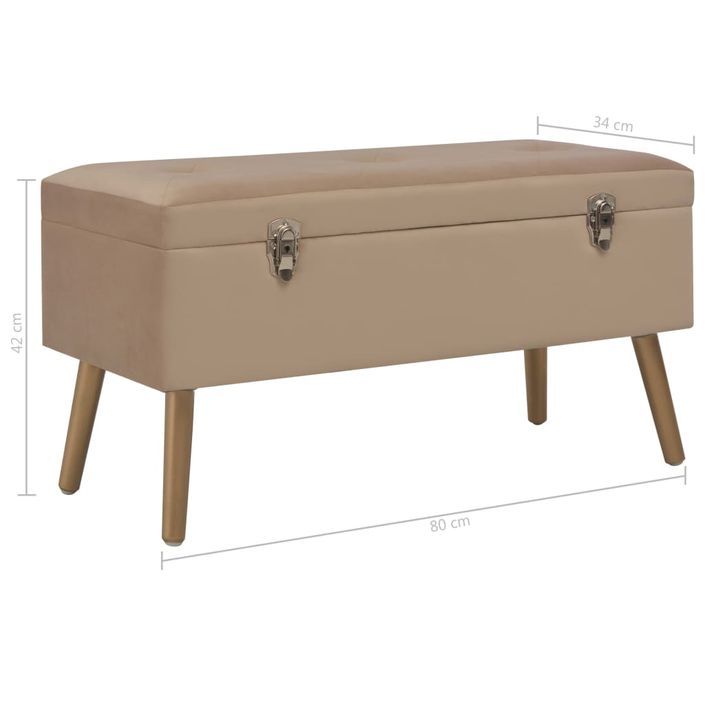 Banc avec compartiment de rangement 80 cm Beige Velours - Photo n°7