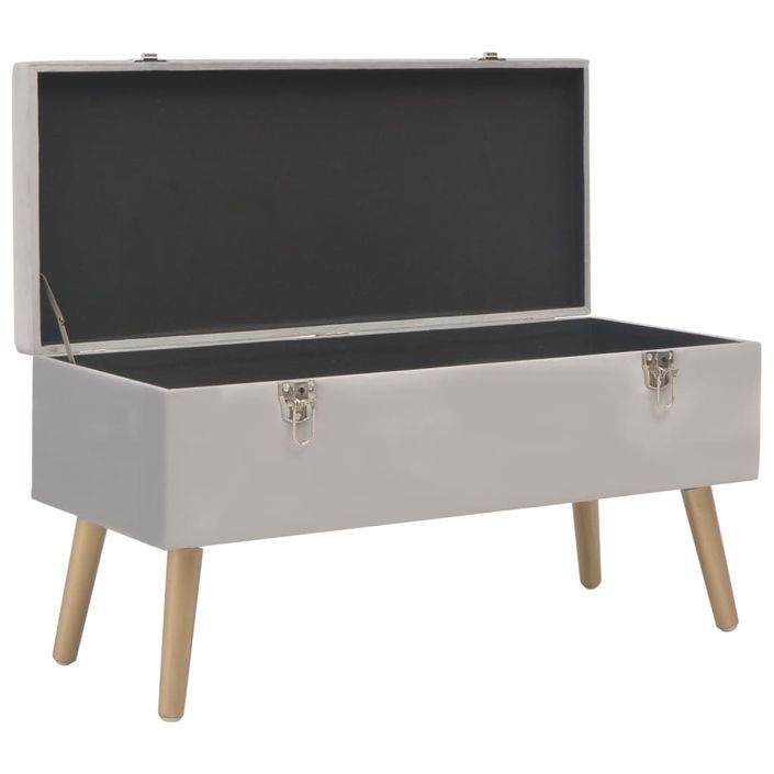 Banc avec compartiment de rangement 80 cm Gris Velours - Photo n°3