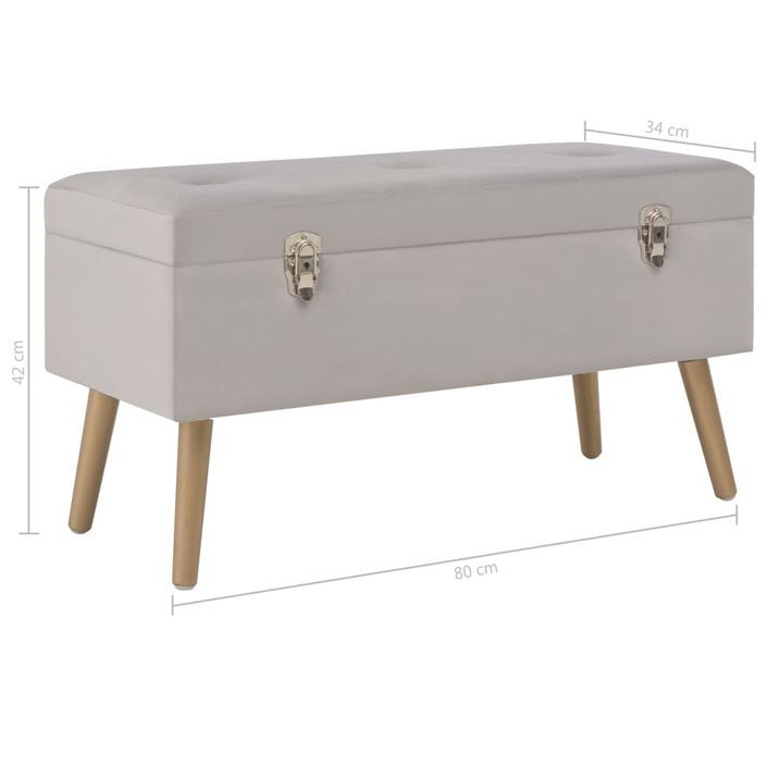 Banc avec compartiment de rangement 80 cm Gris Velours - Photo n°7